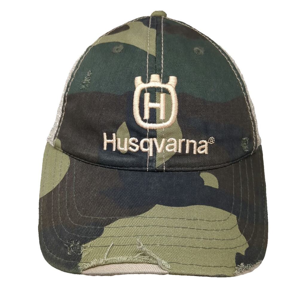 Husqvarna Trucker Hat Green Camo One Size Mesh Back Snapback Logo Embroidery